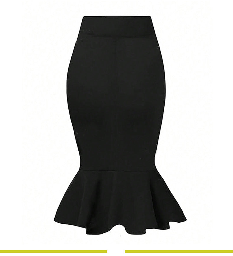 Fishtail Elastic Skirt with Elegant Style and Zipper Detail