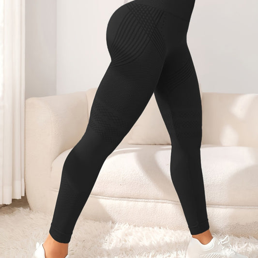 Casual High Waist Stretch Fitness Yoga Striped Trousers