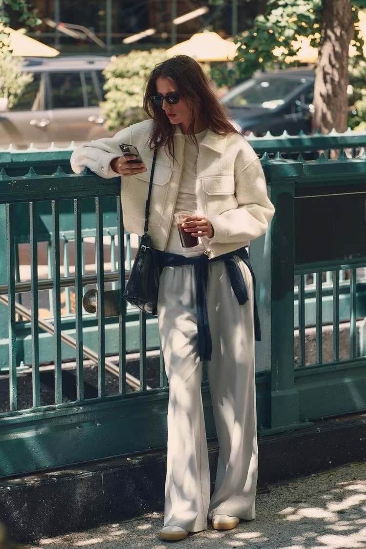 Beaded Leather Jacket with Large Pockets and Lapel Style