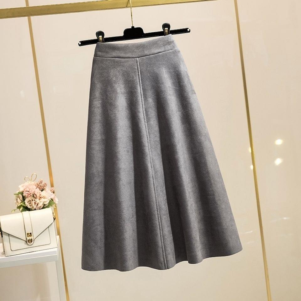 High Waist Slimming A-Line Umbrella Skirt with Pleated Design