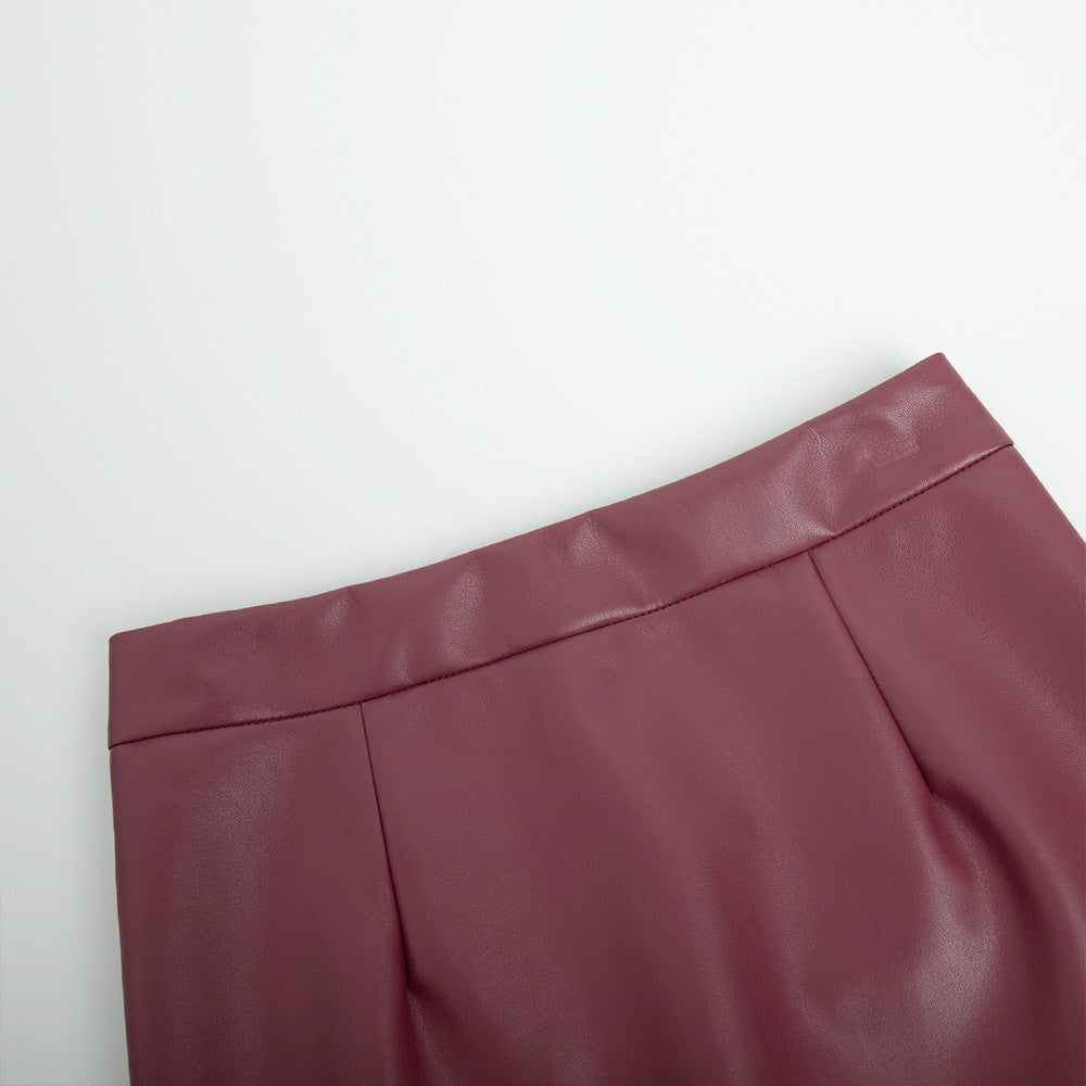 Ankela Red Slit Sheath Skirt with Fashionable Slim Fit Design