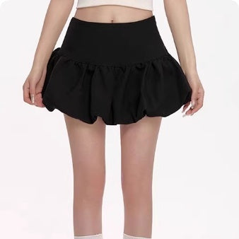 High Waist Slimming Puffy Skirt with Chic Knit Fabric Design