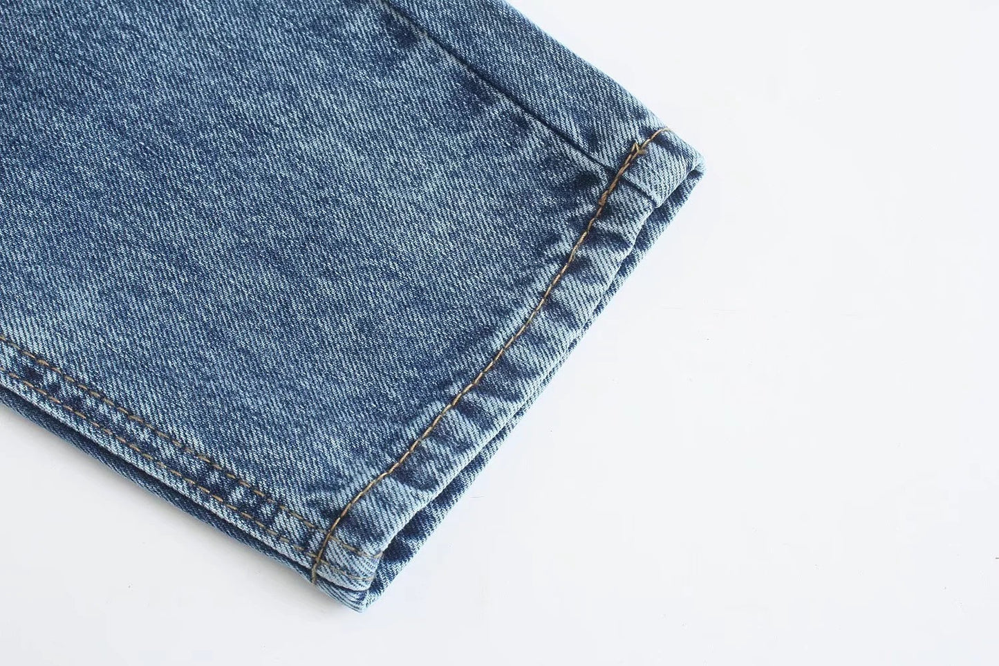 High Waist Loose Casual Denim Trousers with Straight-Leg Style