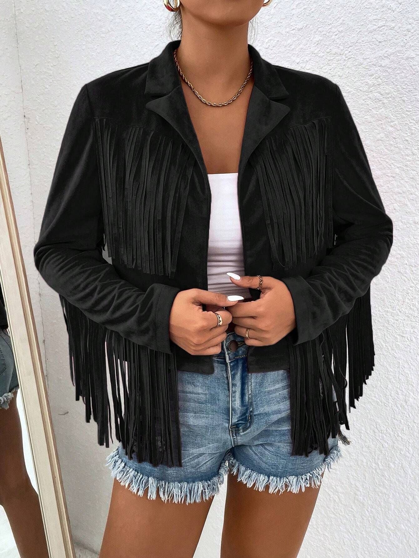 Slim Tassel Long Sleeve Blazer with Versatile Color Options