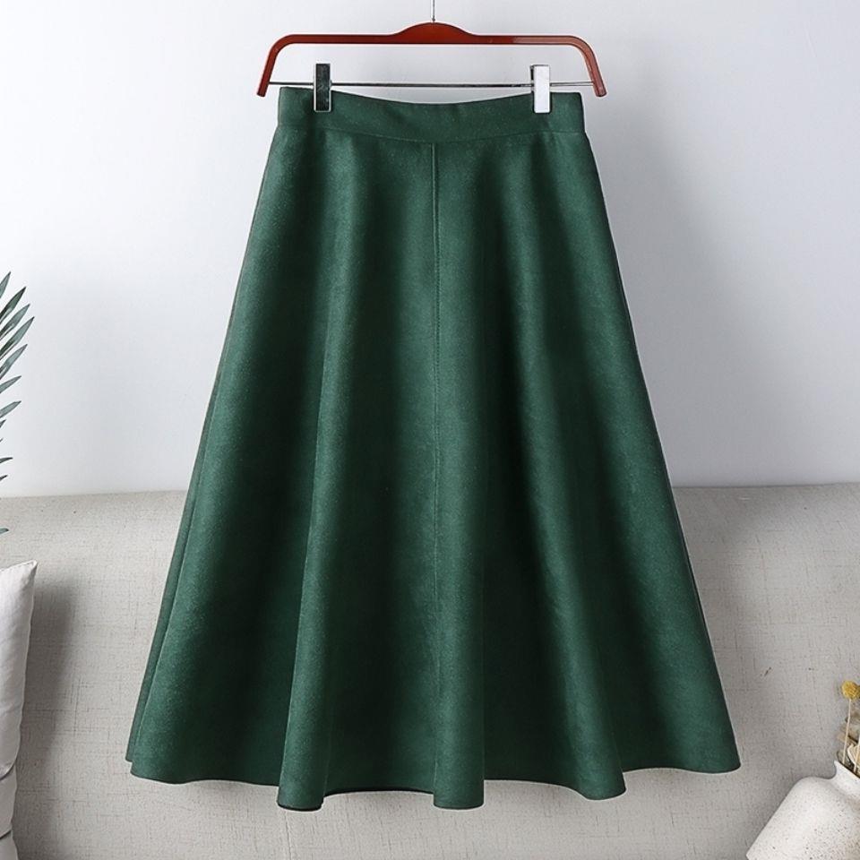 High Waist Slimming A-Line Umbrella Skirt with Pleated Design