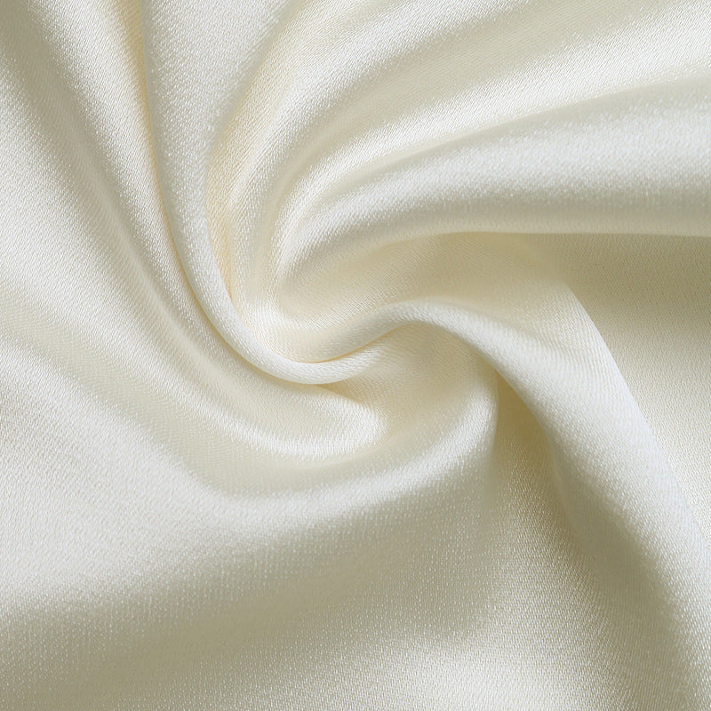 Pearl Button Deep V-neck Color-block Blouse for Elegant Style