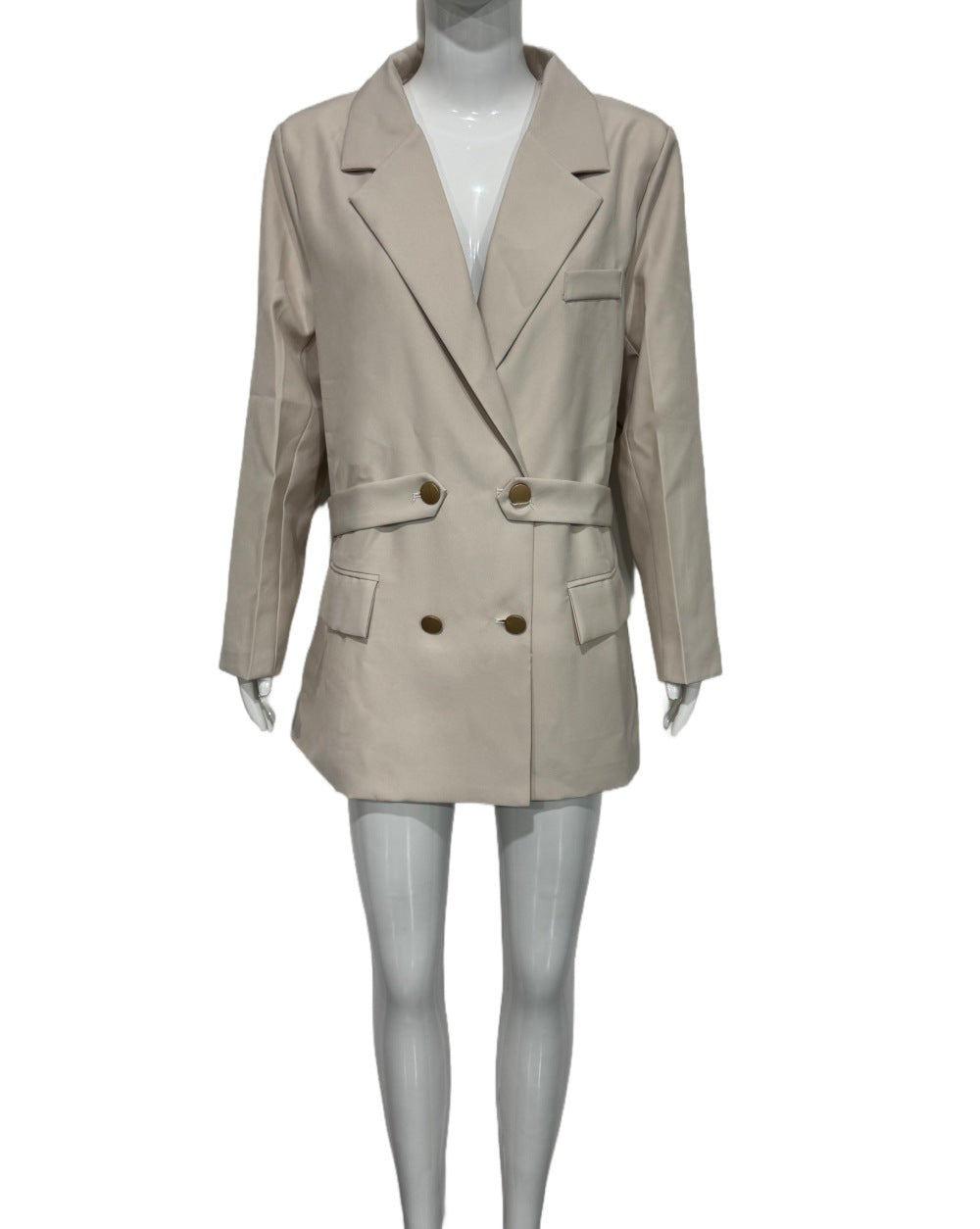 Slim Fit Business Suit Coat with Elegant Drawstring Style