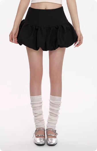 High Waist Slimming Puffy Skirt with Chic Knit Fabric Design