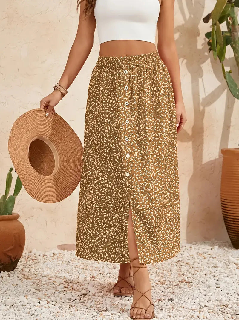 A-Line Skirt with Self-Tie and Embroidery Design for Summer Style