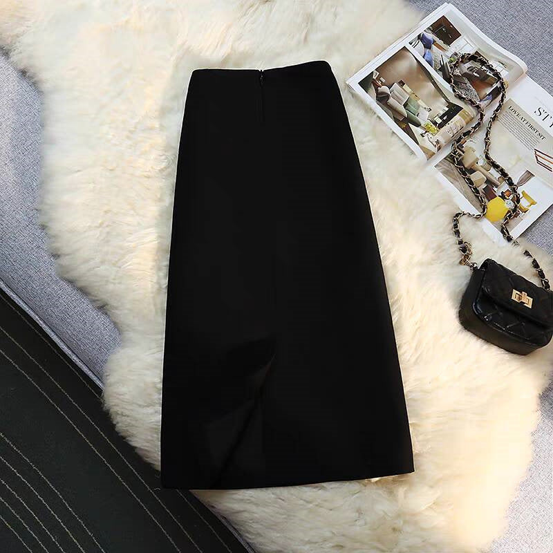 Mid-length Straight Skirt with Draping Effect for Effortless Style