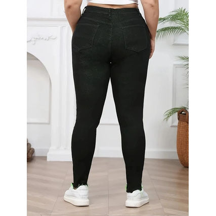 Denim Trousers with Ripped Contrast Colors for Street Fashion Style