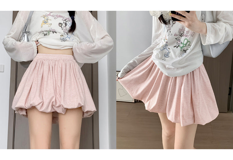 Crimp Slimming Skirt with High Waist and Pockets for Casual Style