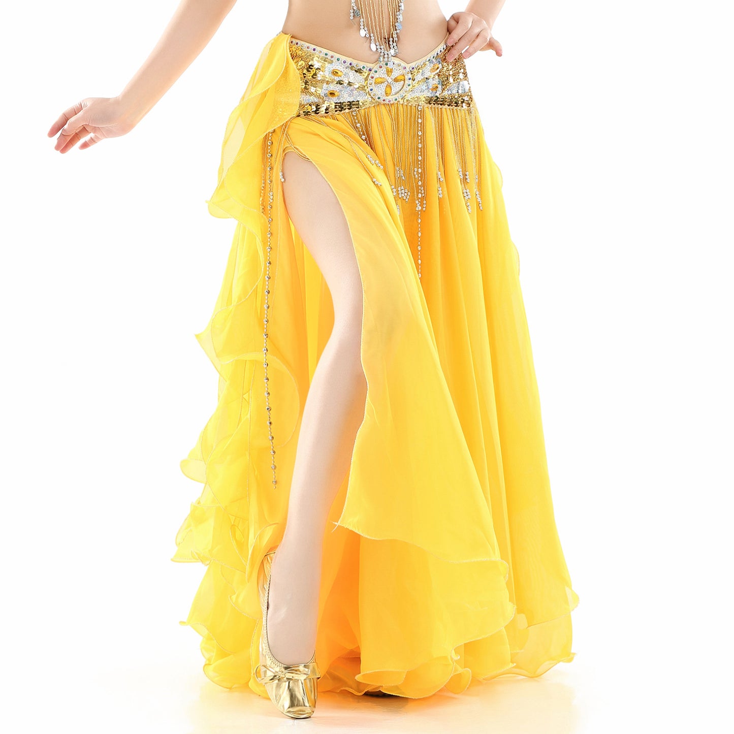 Chiffon Double Slit Ear Skirt with Vibrant Color Options