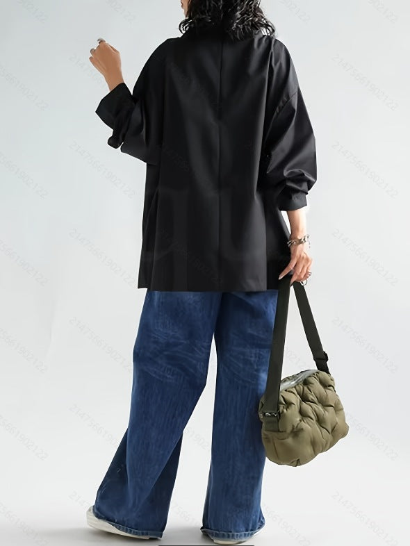 Long Sleeve Shirt with Cascading Collar for Effortless Style