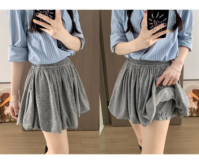 Crimp Slimming Skirt with High Waist and Pockets for Casual Style