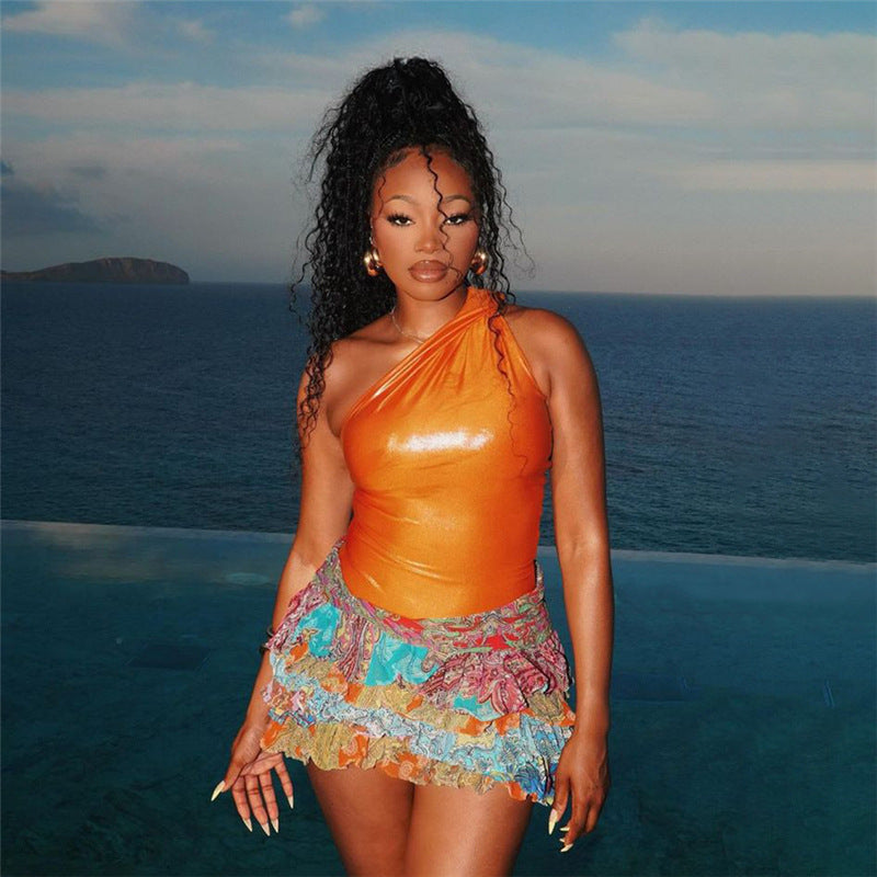 Pleated Skirt with Personalized Color Printing for Unique Style