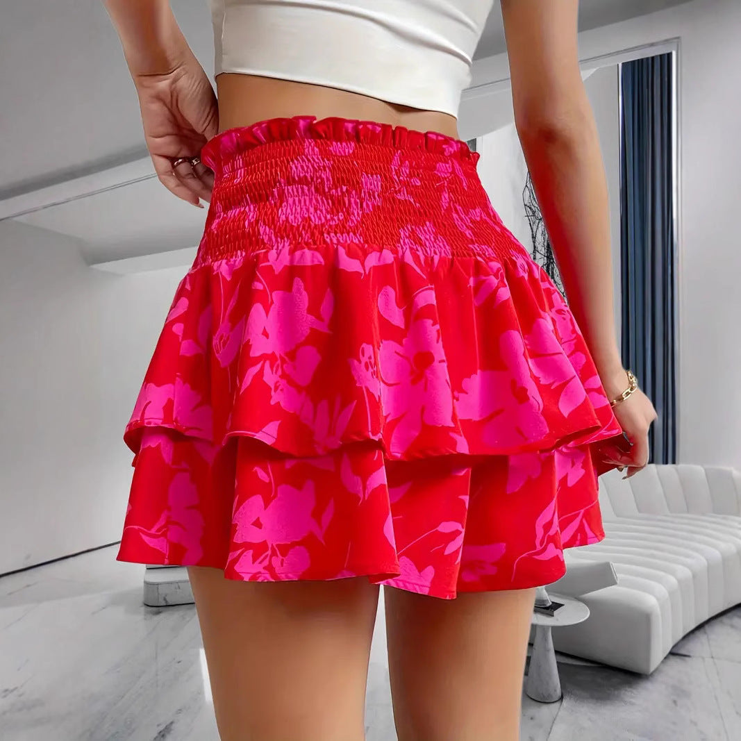 Casual Bohemian Dress with 3D Effect Printed Short Skirt