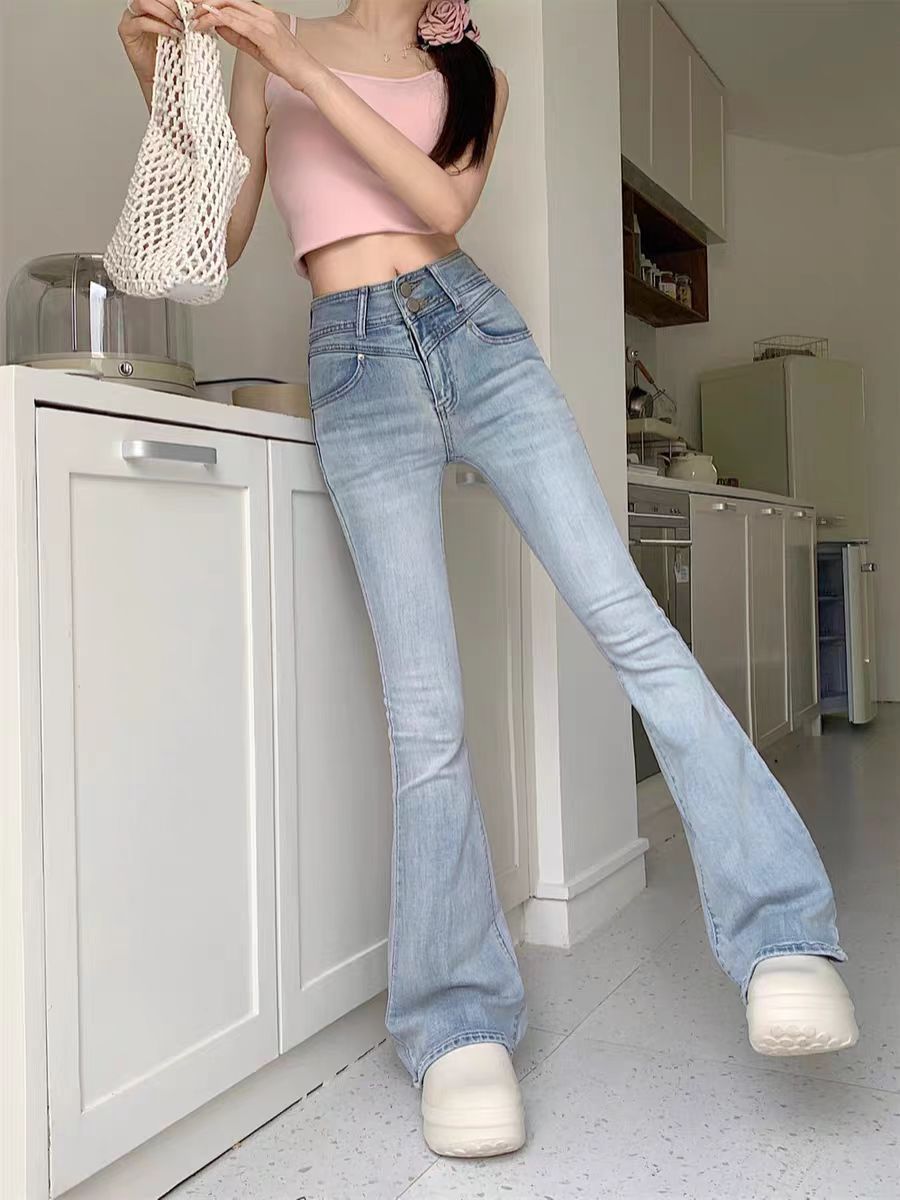 Skinny Jeans with High Waist Bow Design for Flattering Fit