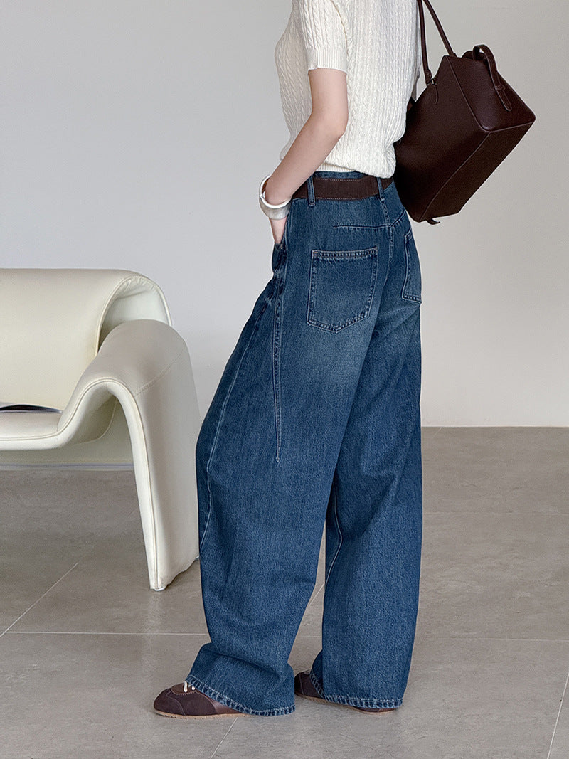 High Waisted Wide Leg Jeans with Ultra-Thin Cotton Fabric