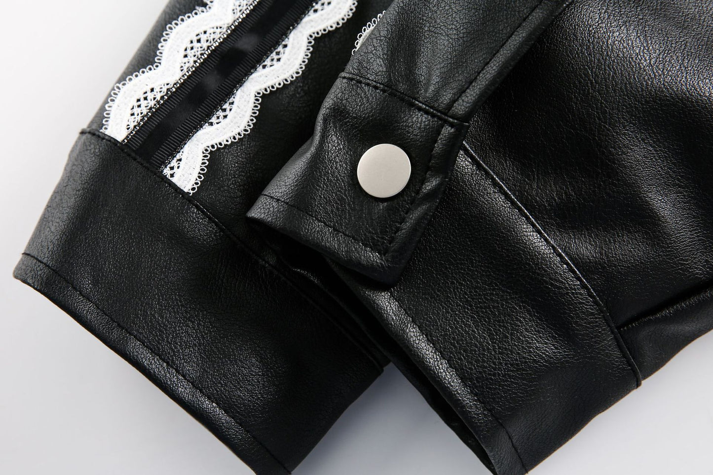 Lapel Jacket with Lace Embroidery and Cute Style Details