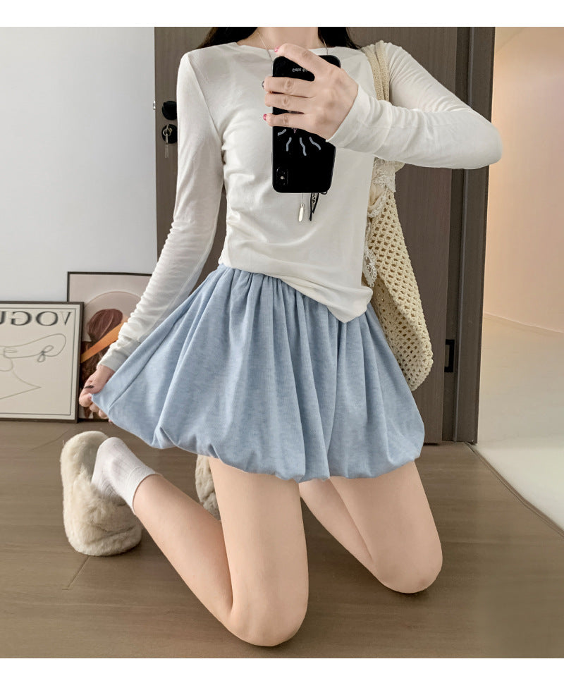 Crimp Slimming Skirt with High Waist and Pockets for Casual Style