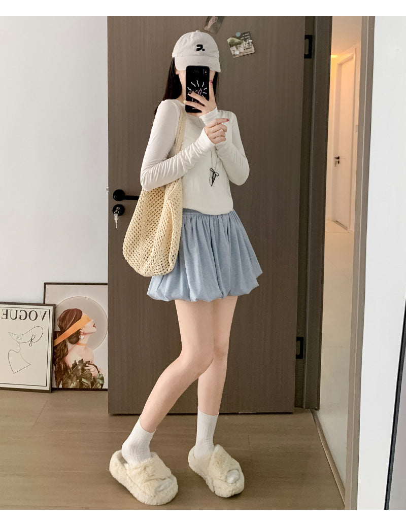 Crimp Slimming Skirt with High Waist and Pockets for Casual Style