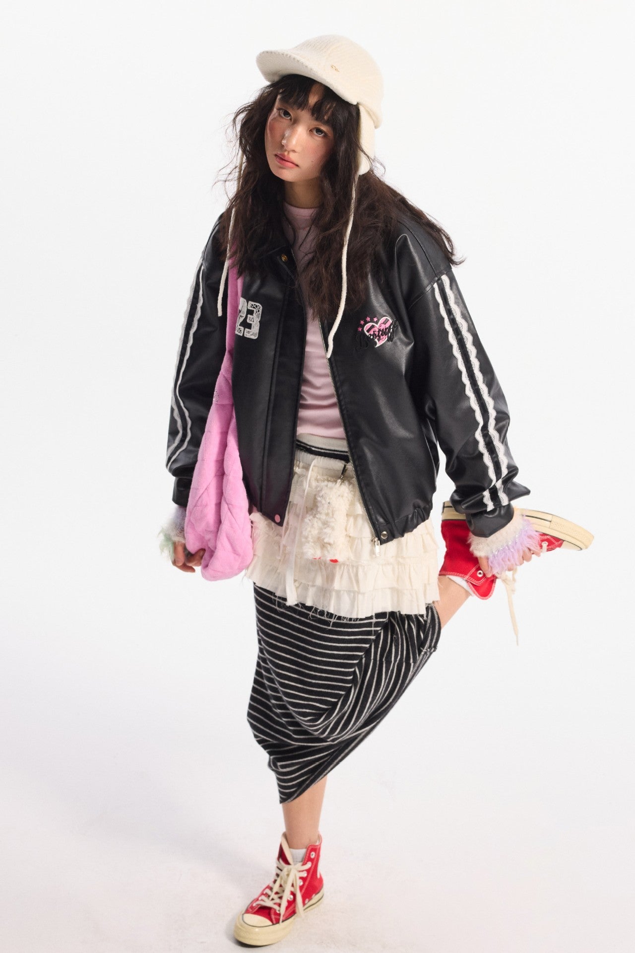 Lapel Jacket with Lace Embroidery and Cute Style Details