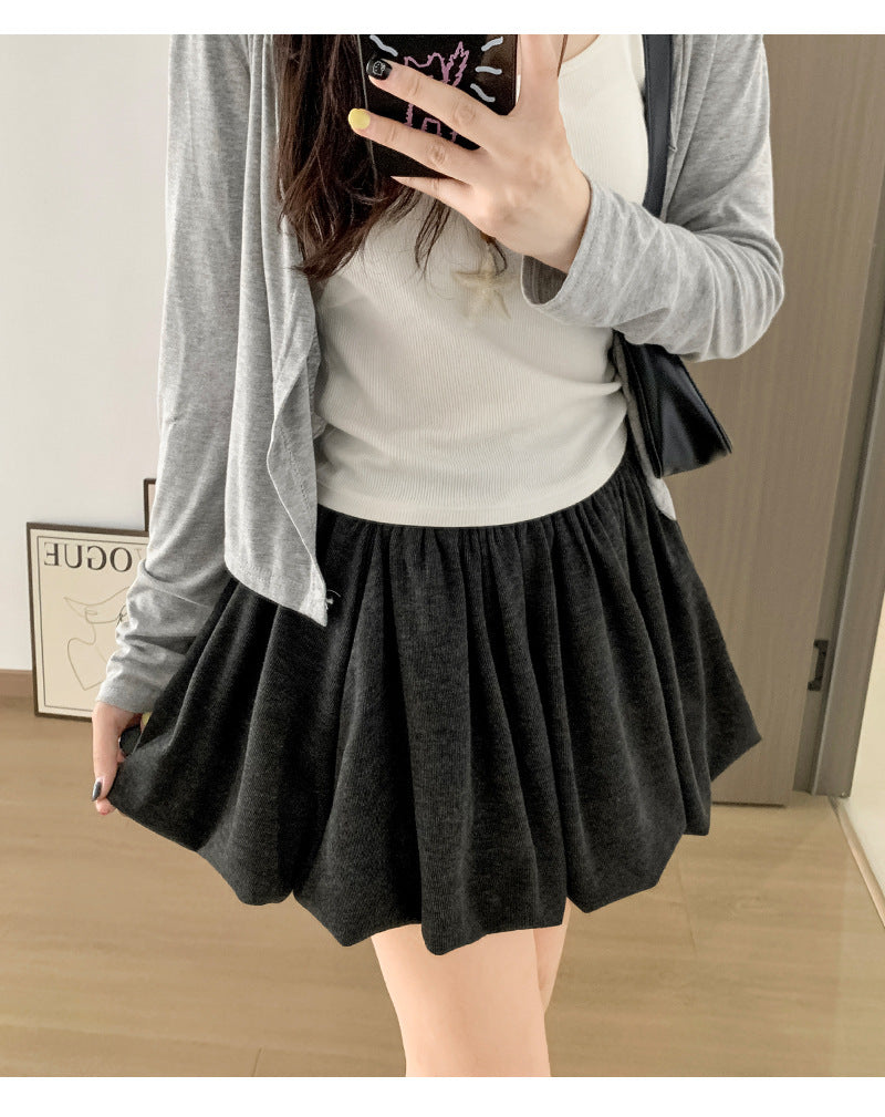 Crimp Slimming Skirt with High Waist and Pockets for Casual Style