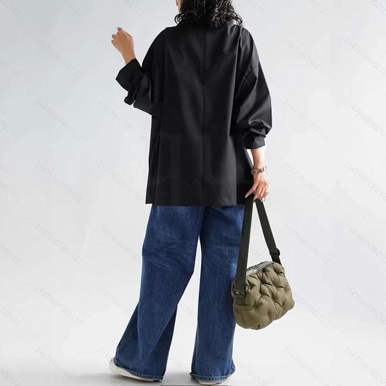 Long Sleeve Shirt with Cascading Collar for Effortless Style