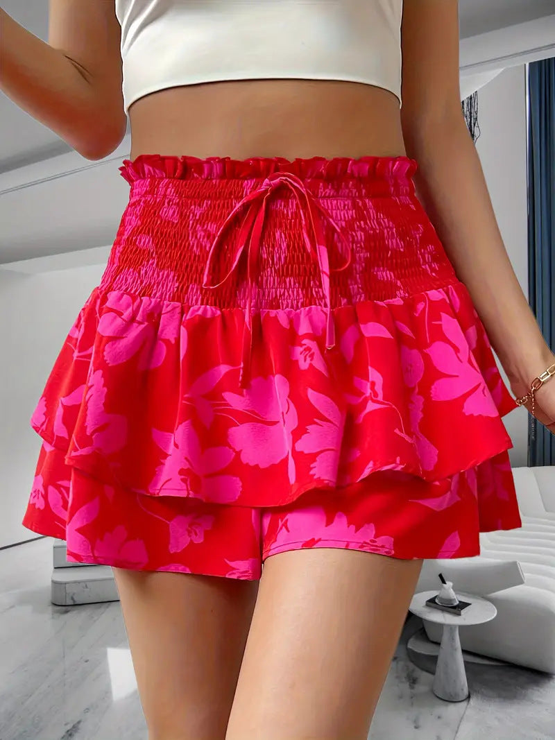 Casual Bohemian Dress with 3D Effect Printed Short Skirt