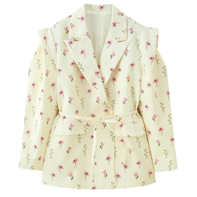 Padded Shoulder Blazer with Lace-up Waist Control for a Flattering Fit