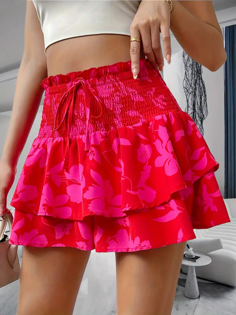 Casual Bohemian Dress with 3D Effect Printed Short Skirt