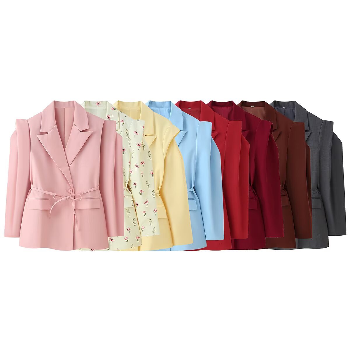 Padded Shoulder Blazer with Lace-up Waist Control for a Flattering Fit