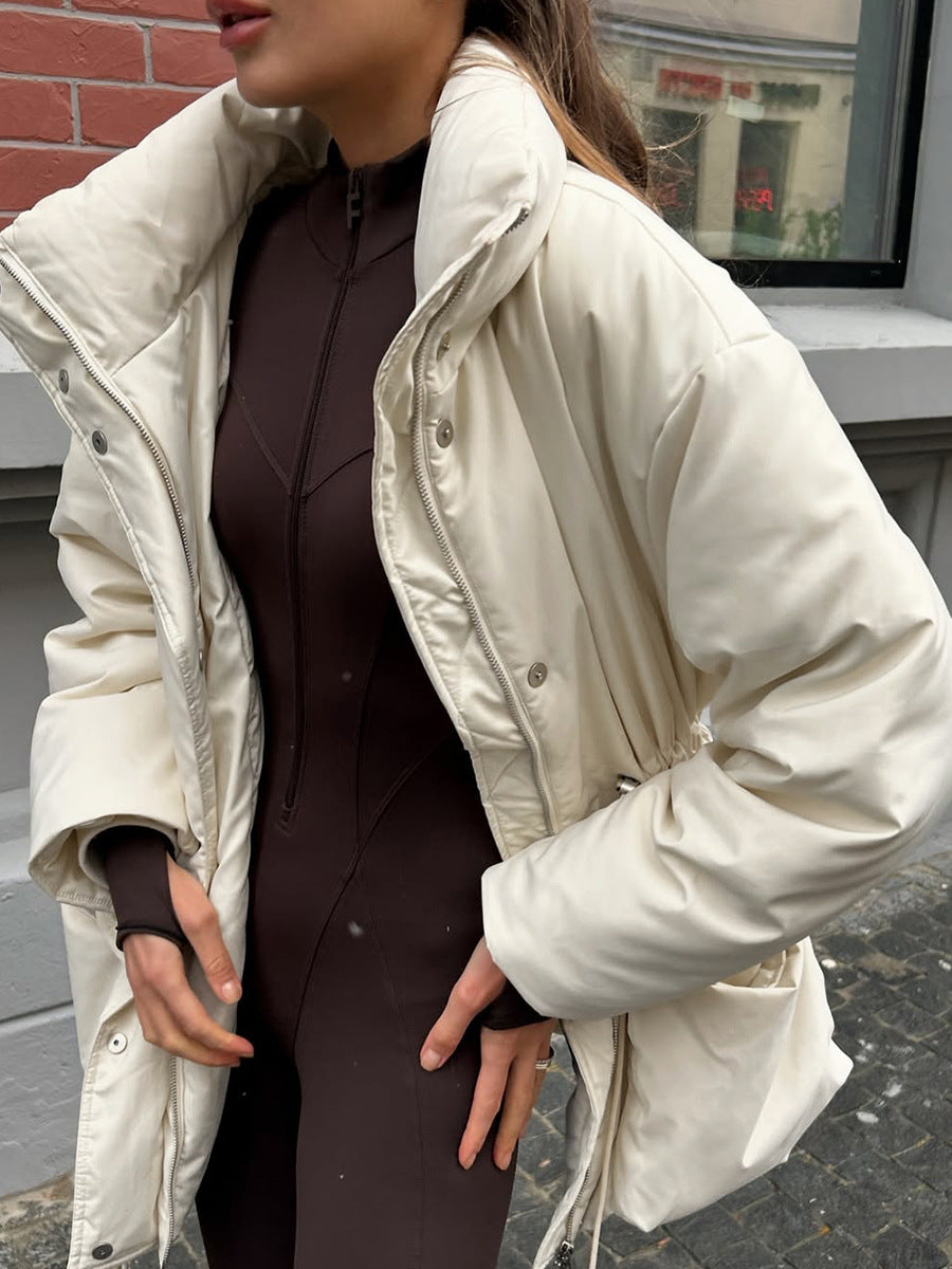 Slim-fit Drawstring Waist Tight Jacket with Casual Quilted Style