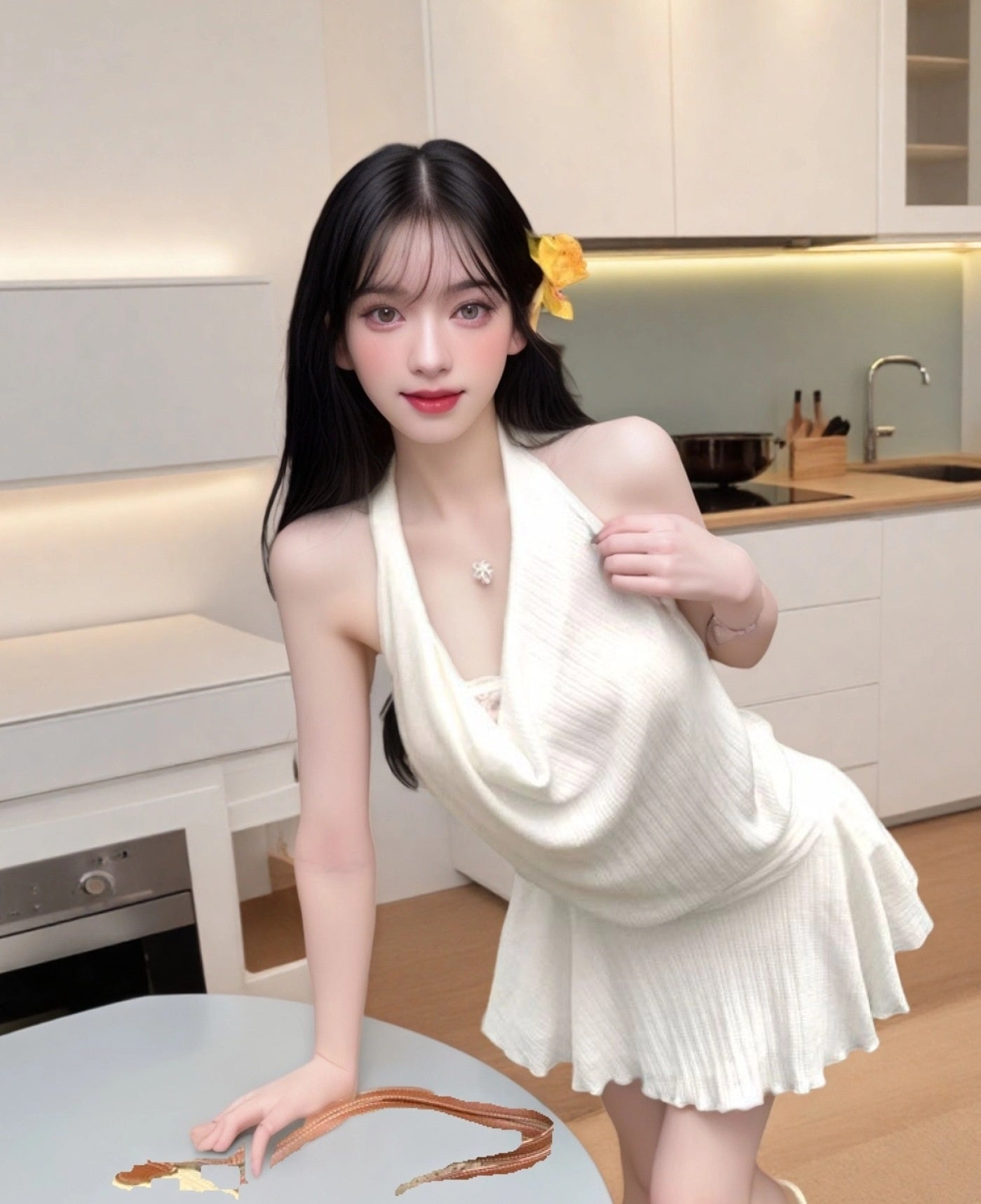 Swing Collar Halter Dress with Backless Design for Stylish Outings