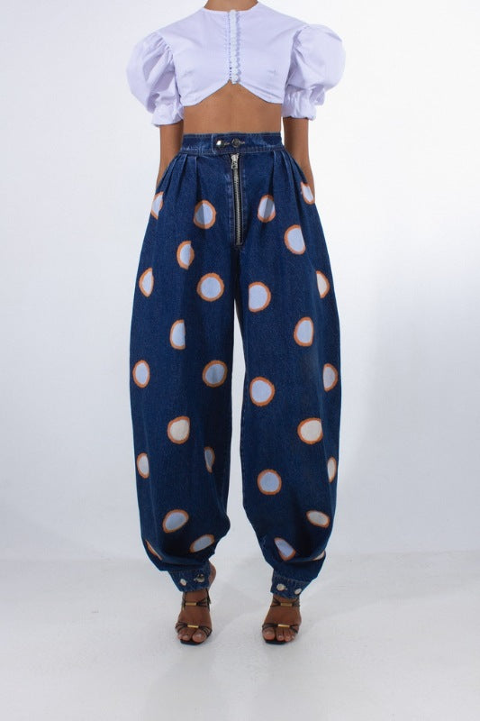 Ankle-Tied High Waist Jeans with Micro Elasticity and Comfort Fit