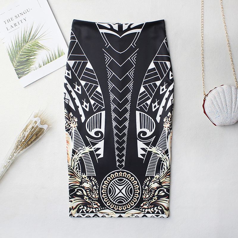 Pencil Skirt with Elegant Printed Design for a Chic Look