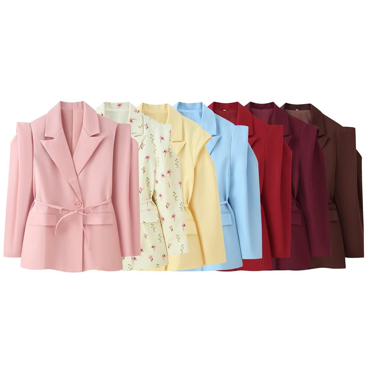 Padded Shoulder Blazer with Lace-up Waist Control for a Flattering Fit