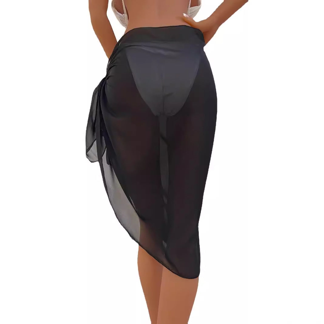 Chiffon See-through Sexy Skirt with Elastic Waistband