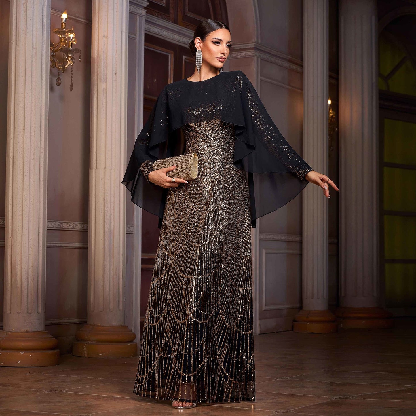 A-Line Evening Dress with Sequins for Glamorous Banquet Events