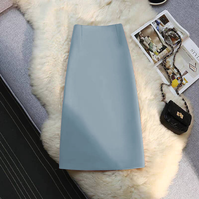 Mid-length Straight Skirt with Draping Effect for Effortless Style