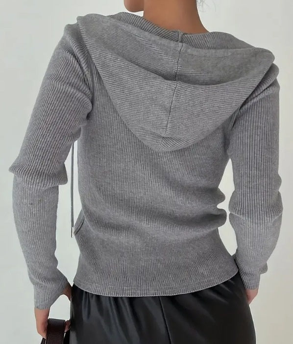 Slim-fit Zipper Hooded Jacket Coat with Casual Cardigan Style