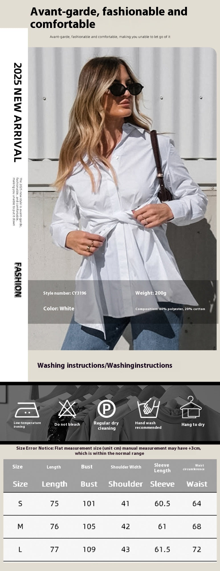 Cotton Blouse with Lace-up Waist Trimming for Casual Style