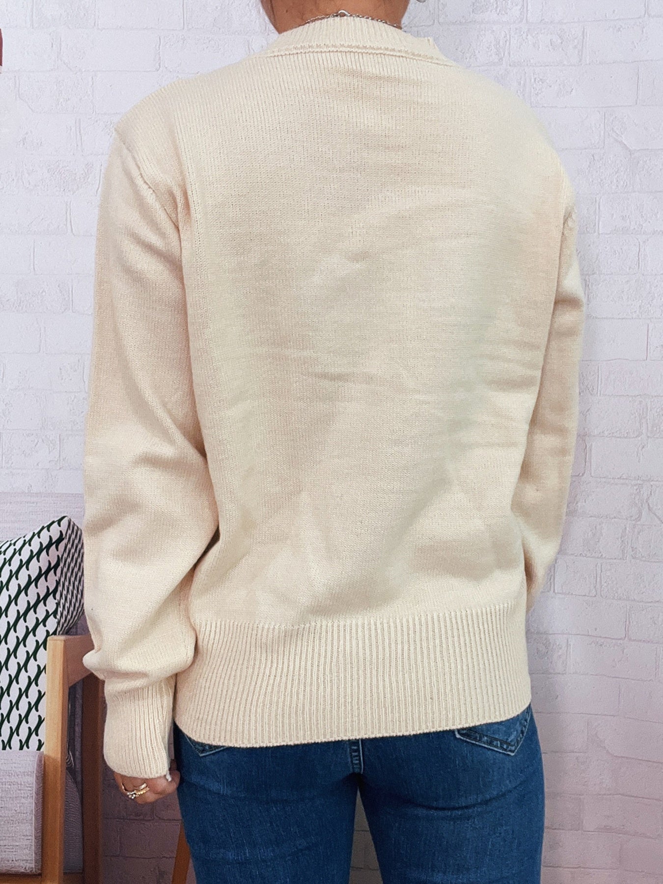 Simple Commute Color Button Single-breasted Knitted Cardigan Sweater Coat