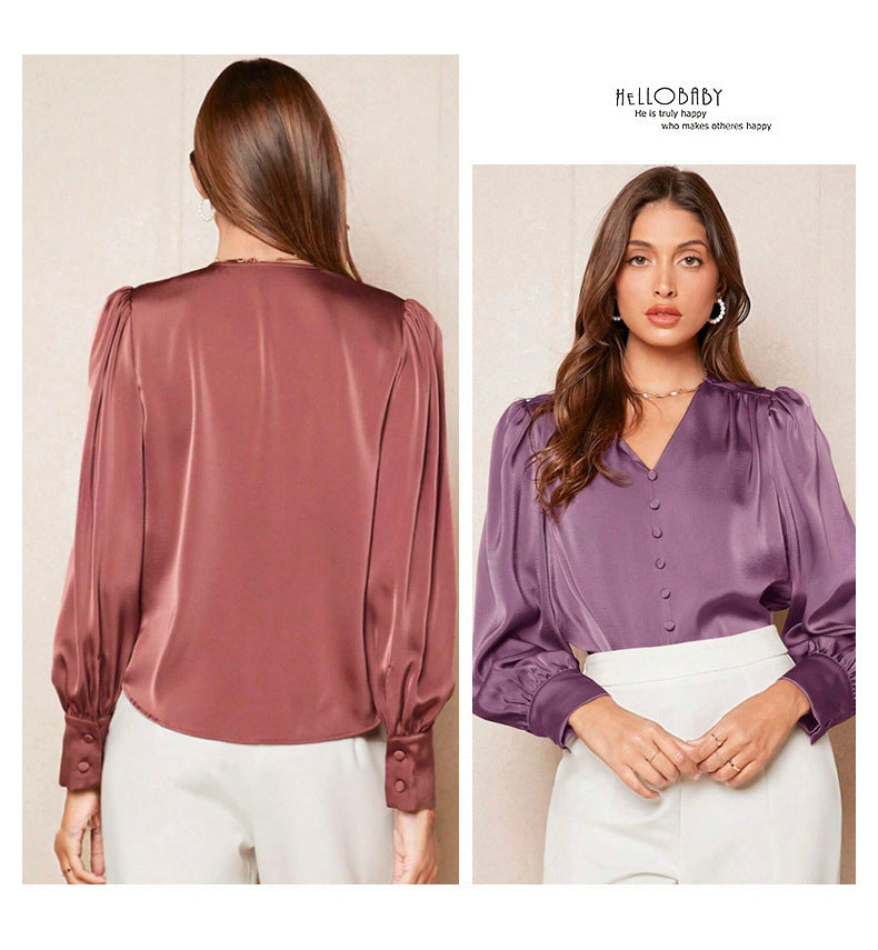 Satin Top with Button Detail for Effortless Style and Comfort