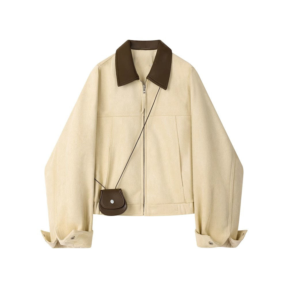 Retro Loose Short Jacket with Long Sleeves for Effortless Style