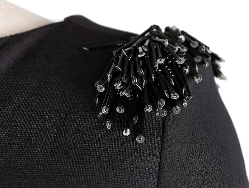 Chiffon Long Sleeve Dress with Beaded Detail for Elegant Occasions