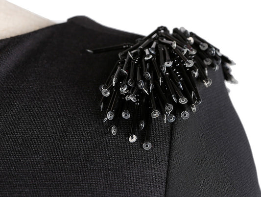 Chiffon Long Sleeve Dress with Beaded Detail for Elegant Occasions