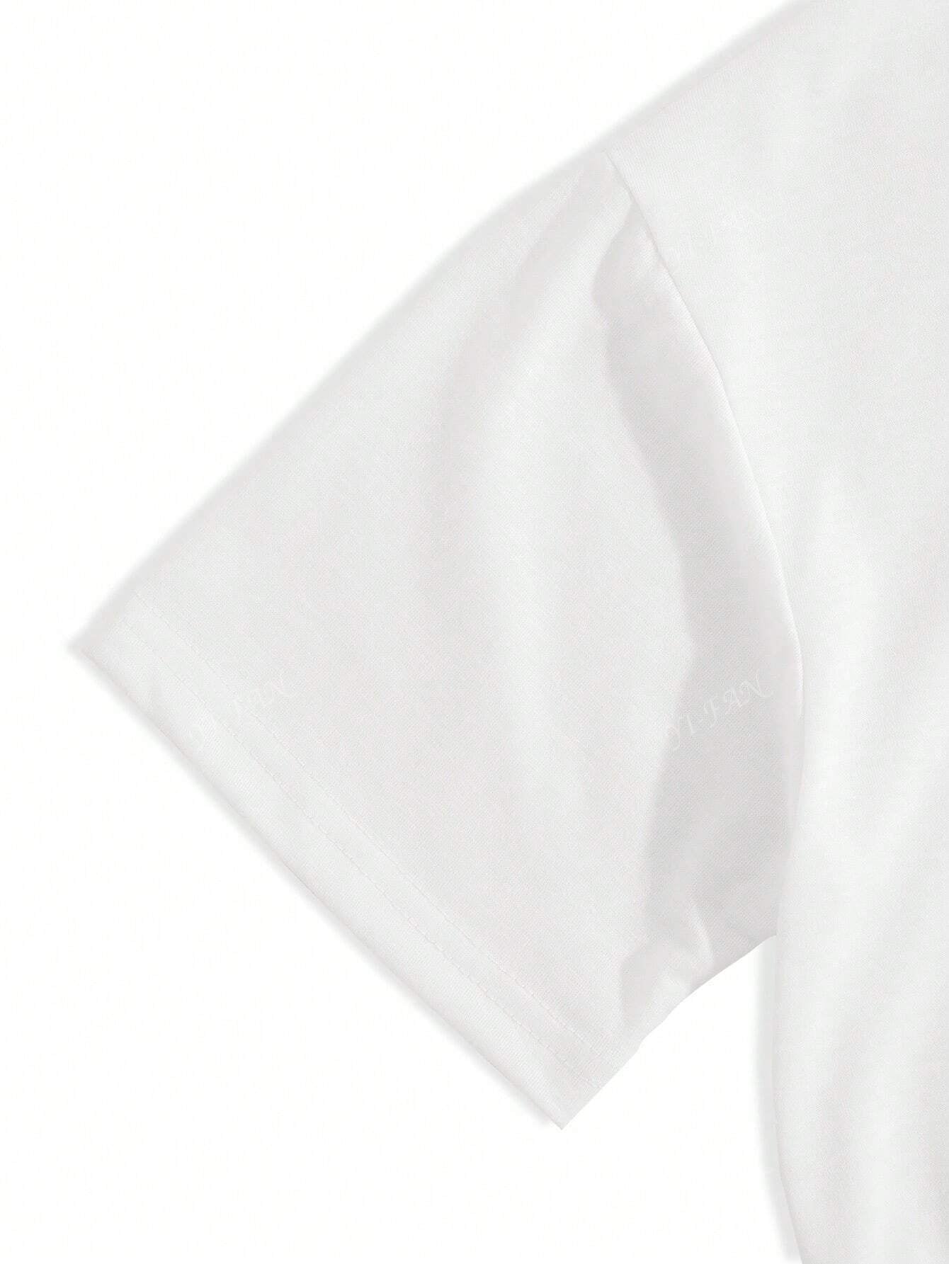 Round Neck Polyester Short-Sleeved Top with Bow Print Design