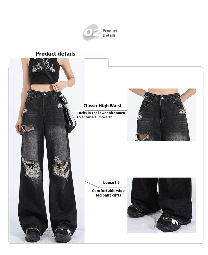 Straight Loose Wide Leg Pants with High Waist Design